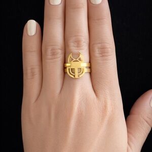 Gold plated brass Scarab Ring - Designer Style